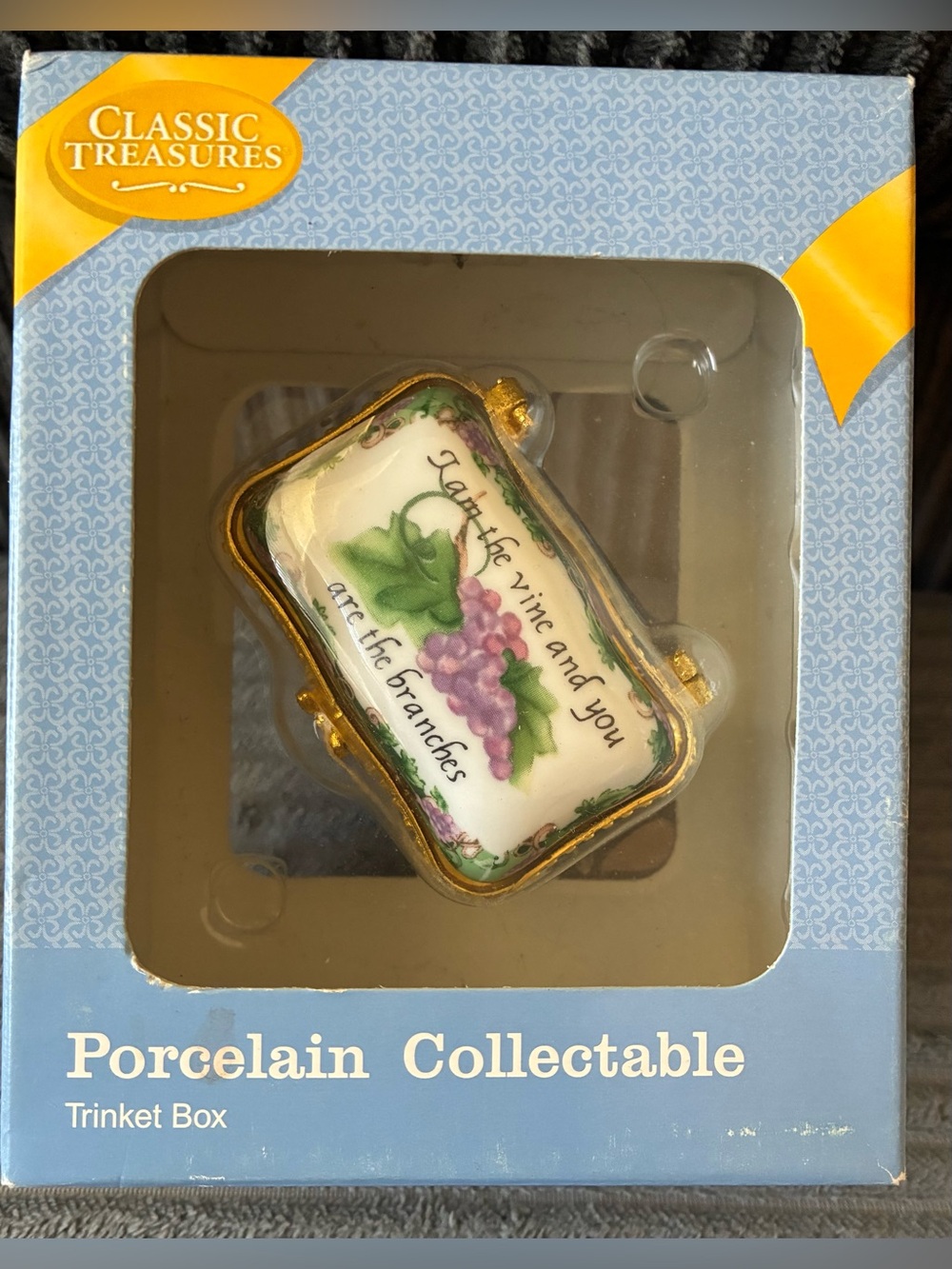 VTG Porcelain Christine Marie Hope Trinket Purple Grapes Gold Love Engagement
